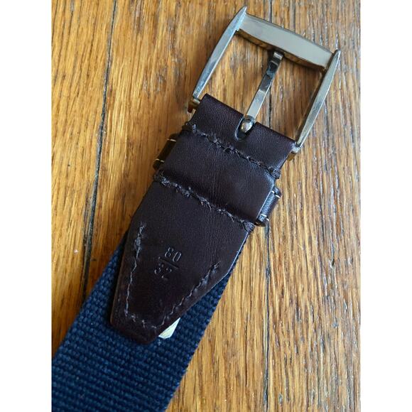 MARTIN DINGMAN Navy Surcingle Belt w/Dark Brown Leather Trim Womens sz 32 - Picture 7 of 12